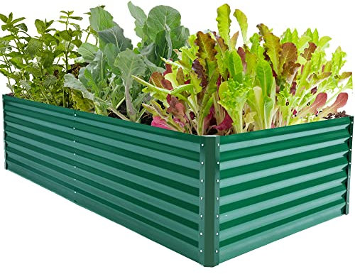 YITAHOME Outdoor Raised Garden Bed Kit 240x120x60cm, Raised Beds Thickened Zinc-Aluminum-Magnesium Stainless Steel Metal Raised Beds for Garden with Safety Rubber for Vegetables Flowers Fruits (Green)