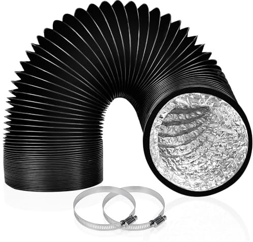 Tuyau d'aération de 150 mm en feuille d'aluminium PVC de 2,5 m avec 2 colliers de serrage, tuyau d'aération pour ventilation CVC