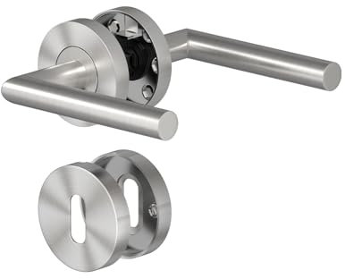 AwmnSrman Türgriffe Innentüren Türklinke Türgriff-Set Edelstahl Toilette Die Form von L BB-Buntbart Silber