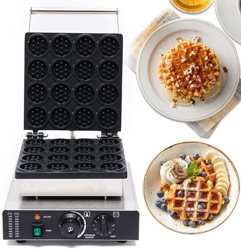 PJDDP Máquina Para Hacer Gofres Comercial, 1750W 16 Piezas Mini Gofrera Belgas Con Control De Temperatura y Tiempo, Antiadherente Eléctrica Waffle Maker Para Panadería,Restaurante,Snack Bar,Cafeterías