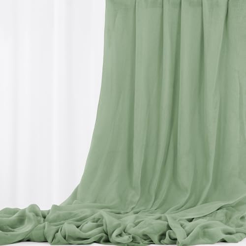 Tessuto di Garza per Matrimonio Verde Salvia 9,2 m x 90 cm, Garza Drappeggio ad Arco Drappo per Soffitto Runner da Tavolo, Garza Fai da te per Tovaglioli con Fascia per Sedia Decorazione di Nozze