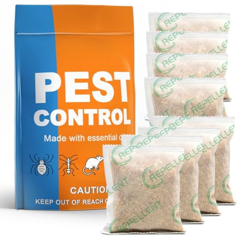 Pest Control Pouches, Rodent Repellent, Peppermint Pest Deterrent for Mice/Mouse/Rat, Cockroaches, Spiders, Mosuqitoes and Other Pest, Mice Repellent, Better Than Ultrasonic, 8P