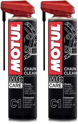 Motul Limpiador de Cadenas de Moto en Spray, Desengrasante Extremo para Motos de Carretera y Todoterreno, Compatible con O-RING, X-RING y Z-RING, Evaporación muy Rápida, MC Care Chain Clean C1, 400 ml