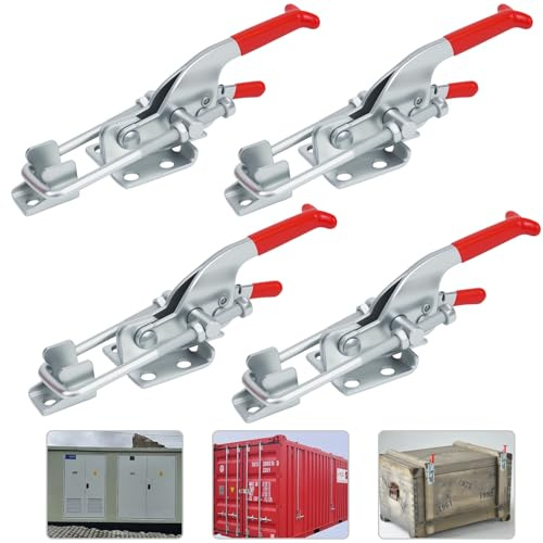 4 Stück Kniehebelspanner,350 Kg/771 lbs Selbsthemmend Schnellspanner Knebelklemme,Spannverschluss Groß Verstellbar Quick Fixture Schnalle Kniehebelspanner für Schrank Tür Kisten Koffer