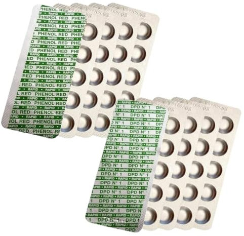 Testtabletten Rapid für Schütteltester, DPD 1 freies Chlor/PH REDPhenol Red pH-Wert Wassertester (PH RED/DPD 1/60 Tabletten) (2x30-DPD1-PhRed)