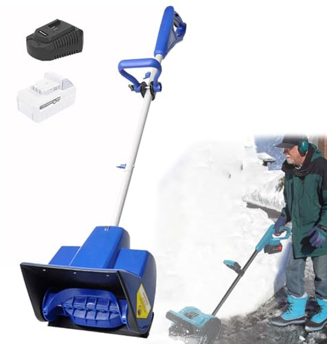 Hydravex Pala quitanieves eléctrica inalámbrica, con batería de 24 V y 4 Ah, para Limpiar Caminos de 28 x 18 cm y 5 m de Alcance. Sopladora de Nieve portátil con batería y Cargador. 1Battery