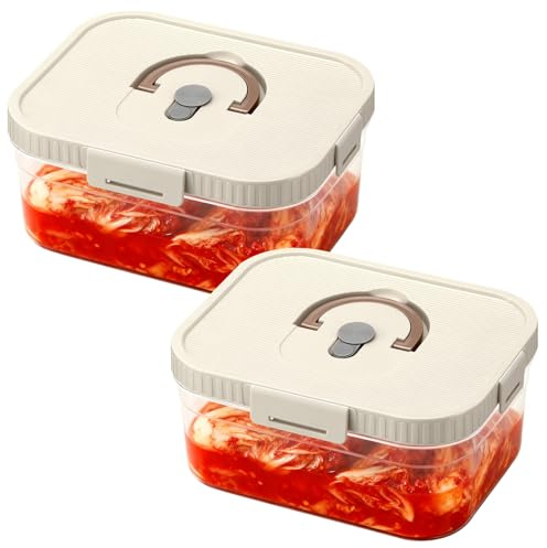 LemonRoad 2 Pack 0.74gal/2.8 L Kimchi Sauerkraut Fermenting Container with Airtight Lids, Food Grade Fermentation Jar, Storage Box with Sealed Lids for Pickles and Vegetables