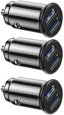 Adattatore accendisigari 3 USB, Caricabatterie da auto, Ultra compatto, 5V/3.1A, 2 porte USB, Dispositivi compatibili, Mini metallo, Ricarica per iPhone 16/15/14/13/Pro Max, Huawei, Android