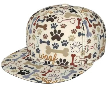 Hundben tass tryck snapback-keps för kvinnor män, hiphop-stil justerbar basebollkeps svart