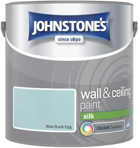 New Duck Egg Johnstone’s Wall & Ceiling Silk Paint 2.5L – Smooth Silk Finish, Excellent Coverage, Quick Dry, Low Odour Interior Paint for Walls & Ceilings