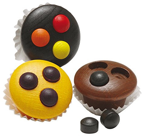 Erzi 13230 Muffins aus Holz, Kaufladenartikel für Kinder, Rollenspiele