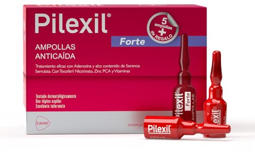 PILEXIL AMPOLLAS - Anticaída Forte 15 x 5 ml, Aplicación Tópica, para Caída Abundante de Cabello, para Hombres o Mujeres, Ideal Alopecias en Periodo Menopáusico o Androgenéticas