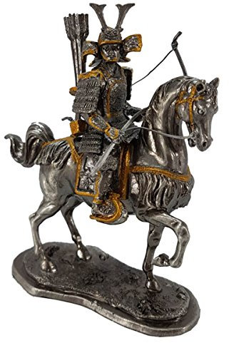 Veronese Samurai Reiter-Samurai-Stil mit goldfarbenem Finish Zinnfigur auf Pferd mit Bogen