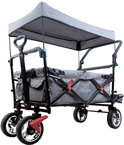 Fuxtec Chariot Smart Cruiser Gris, L'Original, Chariot de Jardin Pliable Pour Enfants, Transport, Plage, Ville, Forêt, à Tirer ou à Pousser, Capacité De Charge 75 kg