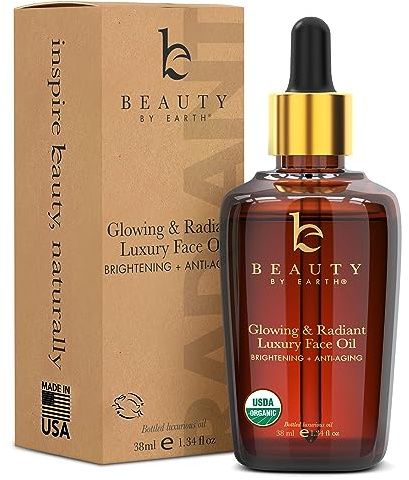 USDA Organic Face Oil – USA Made with Natural Ingredients, Brightens & Smooths Fine Lines & Wrinkles, Non-comedogenic Lightweight Facial Oil for Dry & Sensitive Skin with Moringa, Jojoba & Argan Oils