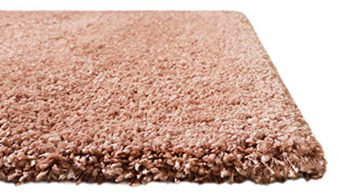 Homie Living Kuscheliger Hochflor Shaggy Teppich - Läufer für Wohnzimmer, Flur, Schlafzimmer BOZEN (120 x 170 cm, Altrosa)