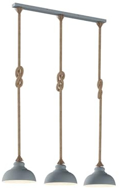 Lindby Ceiling Light 'Chaby' Dimmable Vintage Silver Metal Pendant 3 Light Sources E27 Living Room Dining Room 111 cm (L) x 29 cm (W)