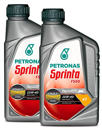 Petronas Kit 2X Sprinta Olio Motore Semi Sintetico Moto Scooter 4 Tempi F500 10W-40 1L - 2 Cofezioni da 1 Litro