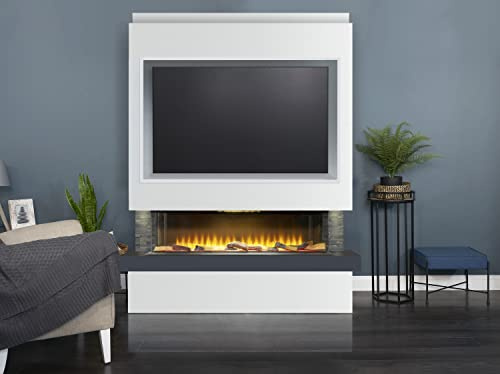 Adam Sahara Pre-Built Media Wall Fireplace Package 5 with TV Recess