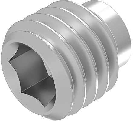 SECCARO Tornillo roscado con hexágono interior y espiga M8 x 8 mm, acero inoxidable V2A VA A2, DIN 915/ISO 4028, 20 unidades