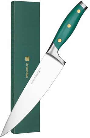 Linoroso 20cm Kochmesser Profi-Küchenmesser Ultrascharfes Küchen Messer Schmiedestücke aus Deutschem Kohlenstoffstahl Ergonomischer Griff mit Eleganter Geschenkbox - Grün
