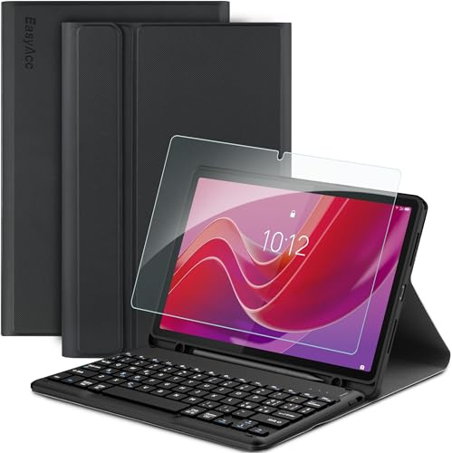 EasyAcc Cover Custodia Tastiera Compatibile con Lenovo Tab M11 TB330 2024 con Pellicola Protettiva, [Tastiera Italiana], Custodia Protettiva Tastiera Rimovibile con Portapenne, Nero