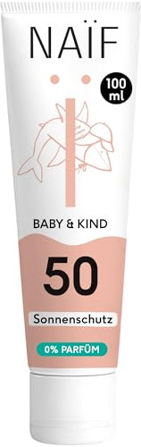 Naïf Crema solare minerale - per Neonati e Bambini - Protezione elevata - Resistente all'acqua - Vegano - Senza profumo - SPF50-100ml