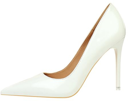 seiveini Femme Escarpins à Talons Aiguilles Bout Pointu Pompes à Talons Hauts Élégante Escarpins à Talons Hauts Sexy High Heels Chaussures de Soirée Cérémonie Mariage Fête C Blanc 7.5CM 42 EU