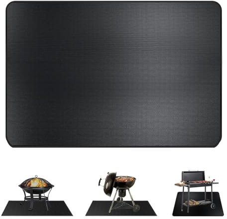 WishesMar Esterilla Ignífuga de 3 Capas - Alfombra Rectángulo para Resistente al Calor Fogatas - de Protección Suelo Barbacoa Alfombrilla para Hoguera, Terraza, Césped, Exterior - Tamaño 46 * 38cm