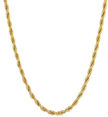 Supcare Mens Gold Chain, 56CM Stainless Steel Rope Chains Black, 3MM Twist Rope Necklace Chain for Women