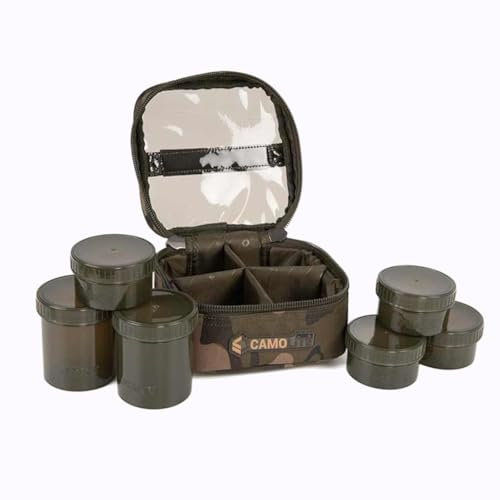 Fox Camolite 6 Pot Hookbait Case - Ködertasche, Angeltasche, Zubehörtasche, Tragetasche für Karpfenköder