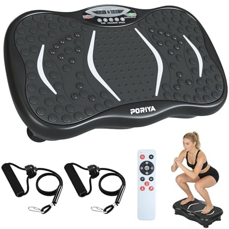 PORIYA Vibration Plate Exercise Machine, Full Body Fitness Vibrating Plate, 99 Speed Levels, Vibro Platform with Resistance Bands for Home Workout, Remote Control, Ideal for All Ages