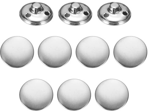 sourcing map 10pcs Metal Antiqued Button 20mm Round Metal Sewing Button Brass Shank Replacement Button for Men Women Blazer Suit Woolen Coat Shirt Jacket Trousers Sewing Crafts, Silver