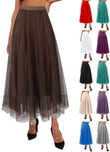 Gonna in tulle da donna, lunga, maxi, da principessa, per balletto, linea A, sottoveste, per carnevale, matrimoni, feste, tutù, midi, petticoat, a vita alta, rockabilly, a pieghe, costume, gonna da