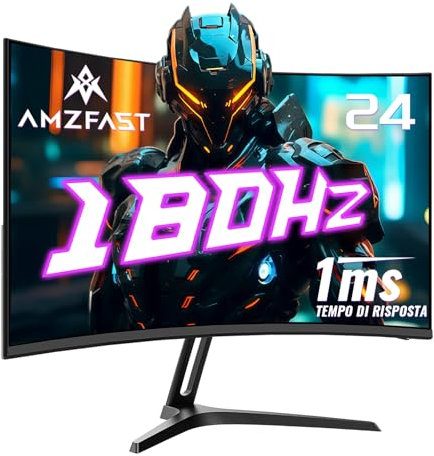 Amzfast Gaming Monitor Curved 24 Zoll - 180Hz, FHD 1920x1080, Blaulichtfilter, 1 ms MPRT, Adaptive Sync, sRGB 130% / DCI-P3 97%, HDMI 1.4 + DP 1.2, VESA 75x75, AMZG24C1