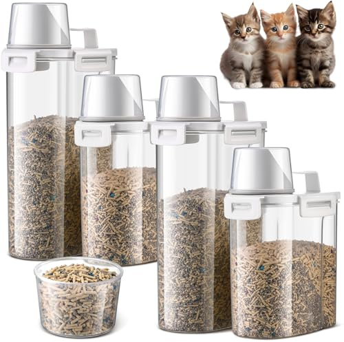 Teenyyou 4 Pcs Cat Litter Storage Container with Airtight Lids and Handle Heavy Duty Cat Litter Storage Bin Bucket with Spout Sealable