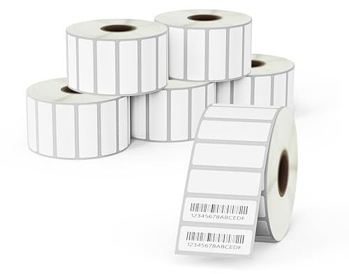 BETCKEY - 6 rullar avtagbara filmetiketter, 38mm x 13mm, 14100 etiketter utan rester lätt avtagbara för termodrucker