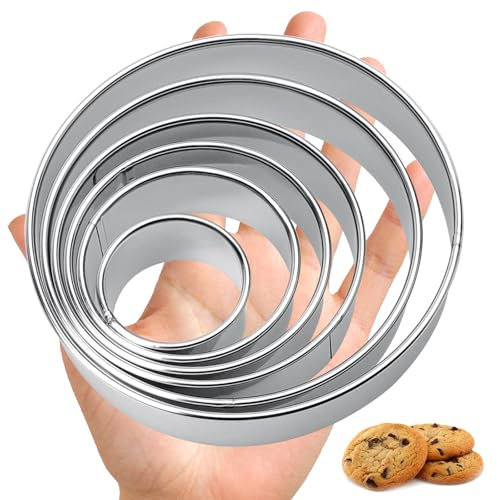 6 Stück Ausstecher Rund,Edelstahl Ausstechform Rund,Verschiedene Größen Ausstechformen Ring,Plätzchen Ausstecher für Scones Donut Gebäck Kekse Kuchen Backen DIY Küche Zubehör