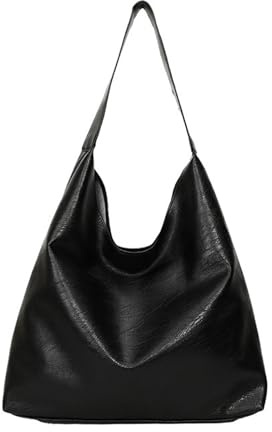 LIUYIDM Hobo Bolso de hombro para mujer, de piel sintética suave, con cremallera, bolsa de trabajo para fin de semana para mujer, bolso de viaje (Negro). 39X30X11 cm.Closure type: snaps