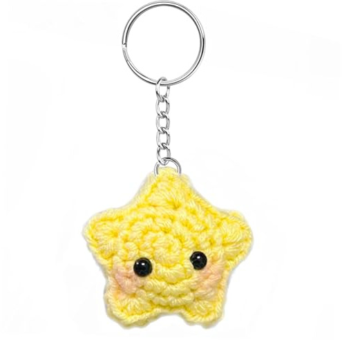 Porte clé mignon étoile crochet kawaii, peluche porte clé pour femme et fille, porte clef kawaii décoratif pour sac à main/sac à dos/clé, breloque sac femme, porte clé peluche adorable cadeau