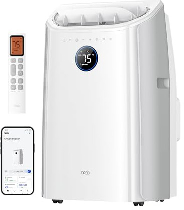 DREO climatizzatore portatile 12000 BTU 3-in-1 raffreddamento/ventilazione/deumidificazione, silenzioso per camera e ufficio, controllo app e vocale, senza drenaggio, kit finestra, 3,2 L/h, AC516S