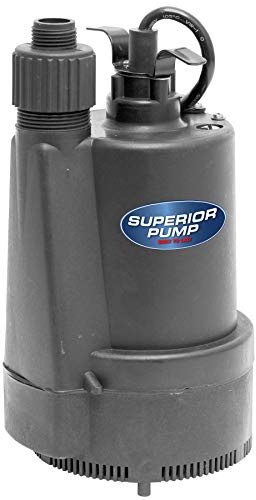 Superior Pump 91330 2400GPH Thermoplastic Submersible Utility Pump with 10-Foot Cord, 1/3 HP