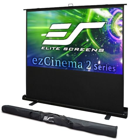 Elite Screens ezCinema 2, 70-inch 16:9, Manual Floor Pull Up Scissor Backed Projector Screen, Portable Home Theater Office Classroom Projection Carrying Bag, US Based Company 2-Year Warranty, F70XWH2
