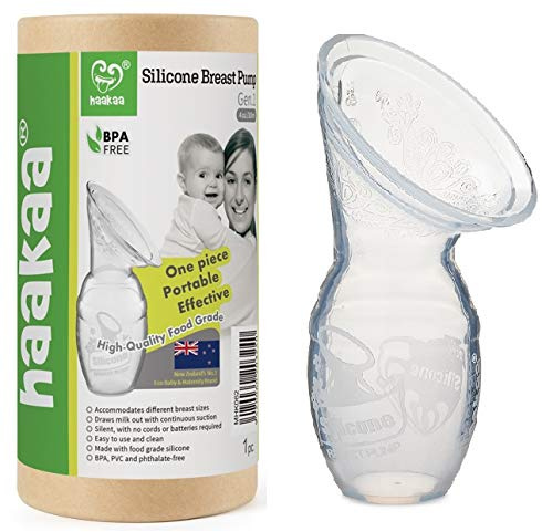 Haakaa Extractor de leche de silicona de 4 oz/100 ml, sin BPA, manual, 100% silicona de grado alimenticio, sin BPA, PVC y ftalatos