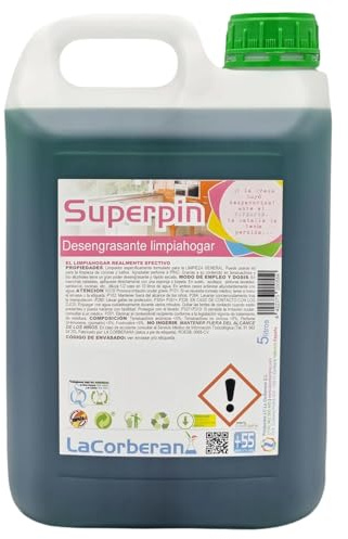 La Corberana Superpin 5L – Fregasuelos y Desengrasante Multiusos – Limpiador de Suelos, Baños y Cocina – Perfume a Pino – Uso Profesional (1 Unidad)