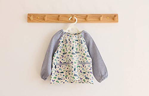 WLLLO Spring and Summer Baby Bib, Pure Cotton Meal, Rice Bag, Cartoon Bib, Water Towel, Long Sleeved Apron, Baby Bib, Bib Pocket,A Car