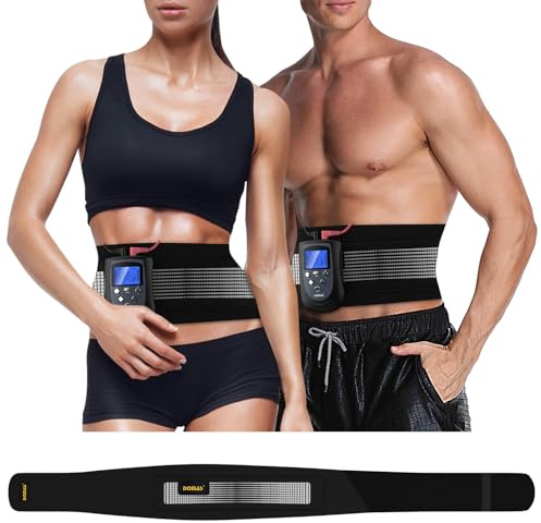 DOMAS Ab Belt EMS Abs Stimulator Muscle Toner, Electronic Abdominal Toning Belt, Portable Stomach Workout Training Device for Men and Women