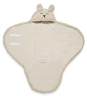 Jollein Wickeldecke für Babys aus kuschelweichem Fleecematerial, niedliches Hasendesign, nougatfarbig 032-566-66019