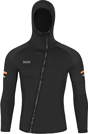 Traje De Neopreno para Hombres De 1.5Mm, Chaqueta De Neopreno con Capucha Y Cremallera Frontal De Manga Larga para Bucear, Nadar Y Hacer Snorkel,XL