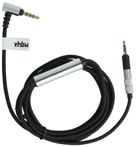 vhbw Audio AUX Kabel kompatibel mit Sennheiser HD560S, HD558, HD569, HD559 Kopfhörer - Audiokabel 3,5 mm Klinkenstecker, 9,2 cm Schwarz Silber